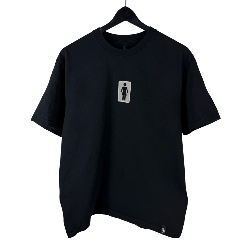 Mens Y2K Girl Skateboards Center Logo Streetwear Black Shirt Size L